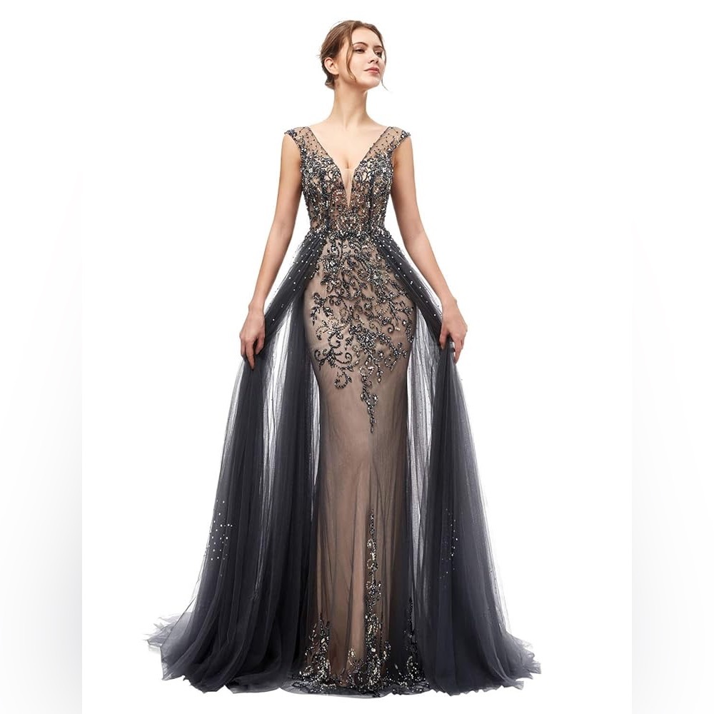 JVN by Jovani Elegant Gray Evening Gown Size 6 JVN46081 Worn Once - Picture 2 of 8